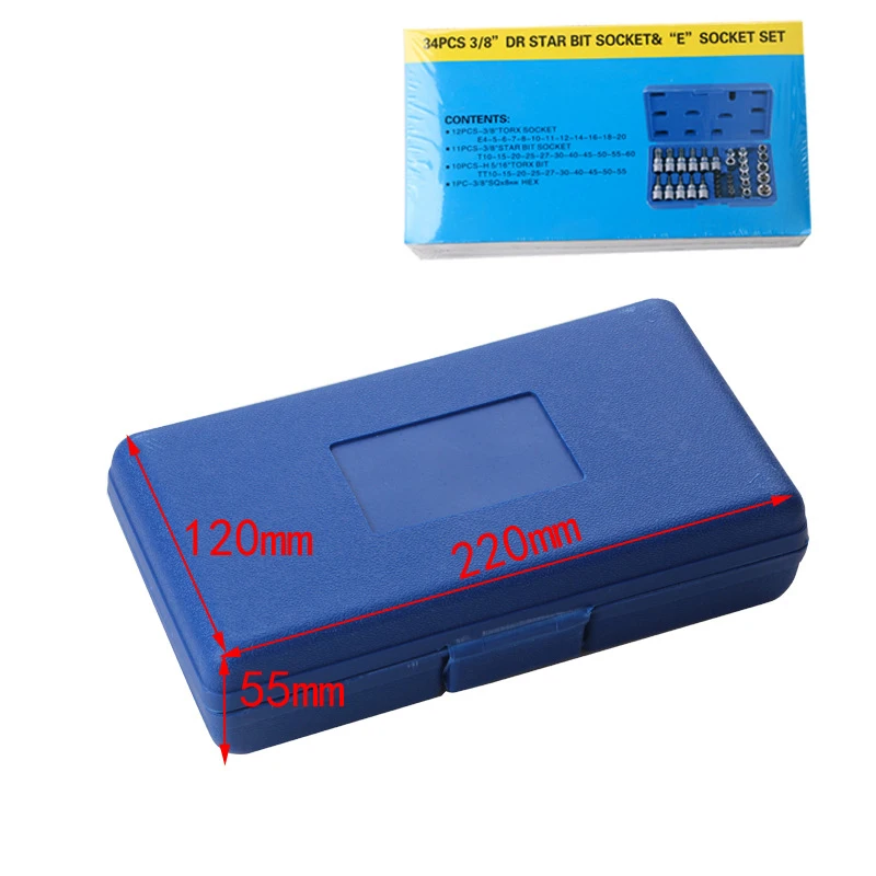 -A65I 34Pcs Torx Socket Set Triple Square Socket Set Torx Bit Socket Set Star Bit Set Male Female Set