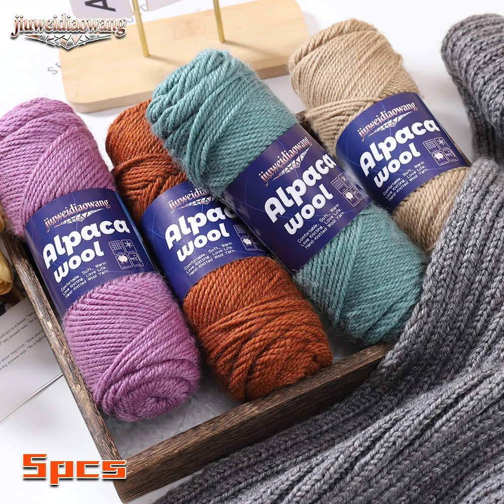 5 piezas de hilo de lana de alpaca de muy alta calidad, hilo grueso para tejer, materiales de bricolaje para tejer a mano, ganchillo y suéteres cálidos y a la moda, cortavientos, abrigos, bufandas, gorros, mantas de ga