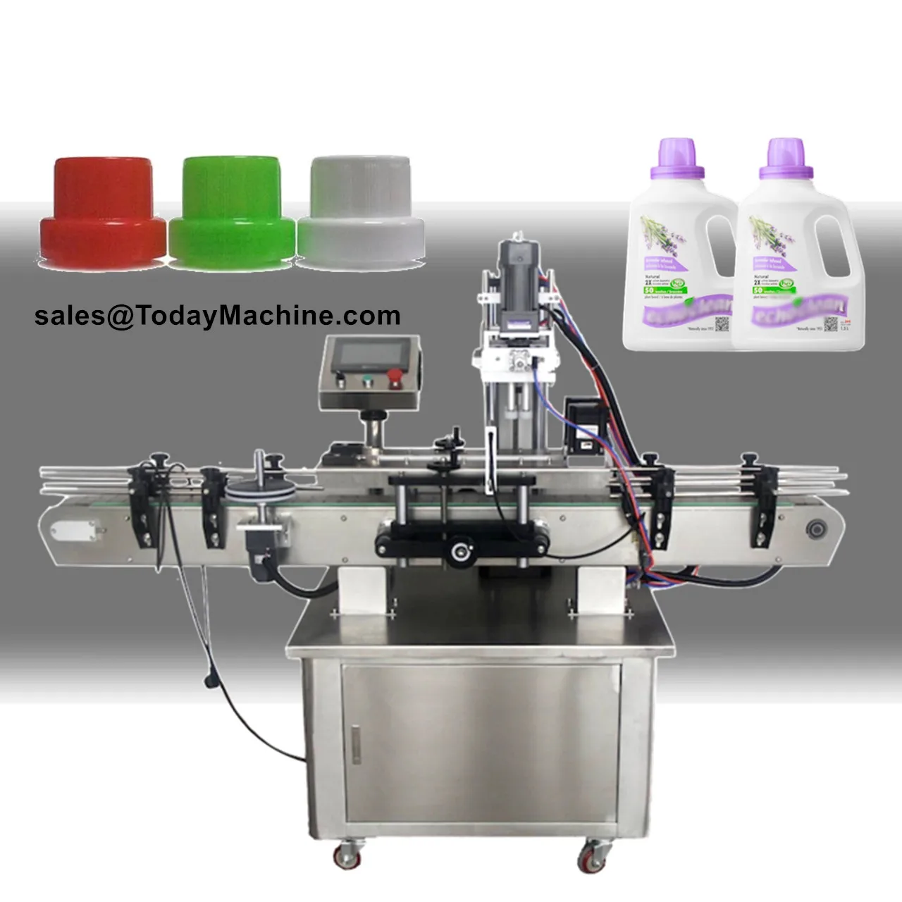 Máquina tampando automática de garrafas de shampoo