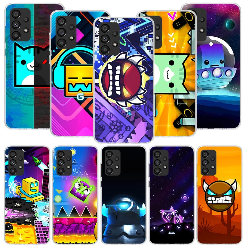 Geometry Dash Game Phone Case For Samsung Galaxy A14 A15 A13 A12 A54 A55 A53 A52 A04S A24 A25 A23 A22 A34 A35 A33 A32 A03S A02S