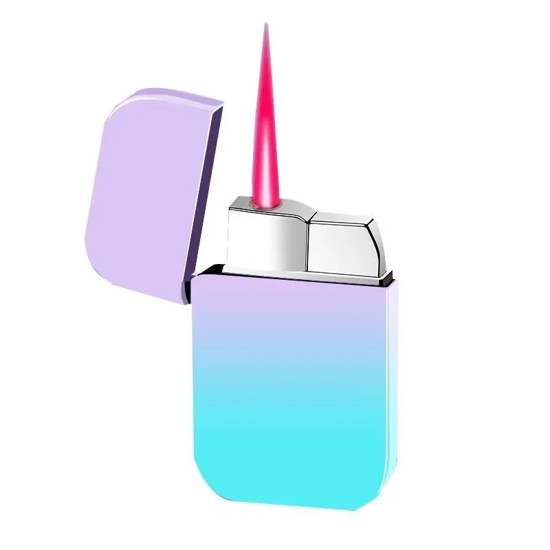 جديد يند برهان المعادن قوس قزح أخف الأحمر لهب التوربينات البيوتان نفخ ولاعة السجائر اكسسوارات هدايا عالية الجمال #2