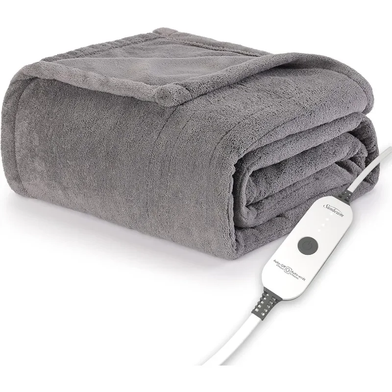 Royal Luxe Dove Grey Heated Personal Throw / Blanket, Cozy-Warm, Adjustable Heat Settings