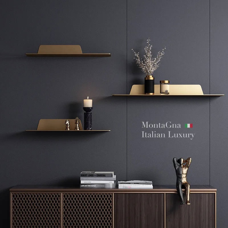 

Light luxury wall rack TV wall decorative rack Living room bedroom baffle wrought iron shelf Storage rack