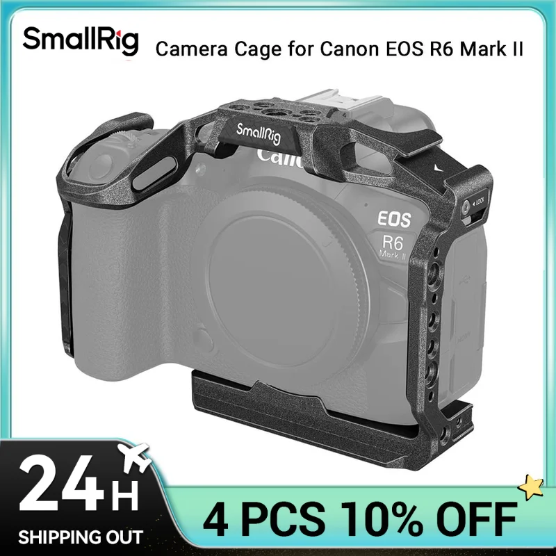 Gaiola para Câmara Smallrig Black Mamba Canon Eos r6 Mark ii Múltiplos Pontos de Montagem Pega Microfone Led “black