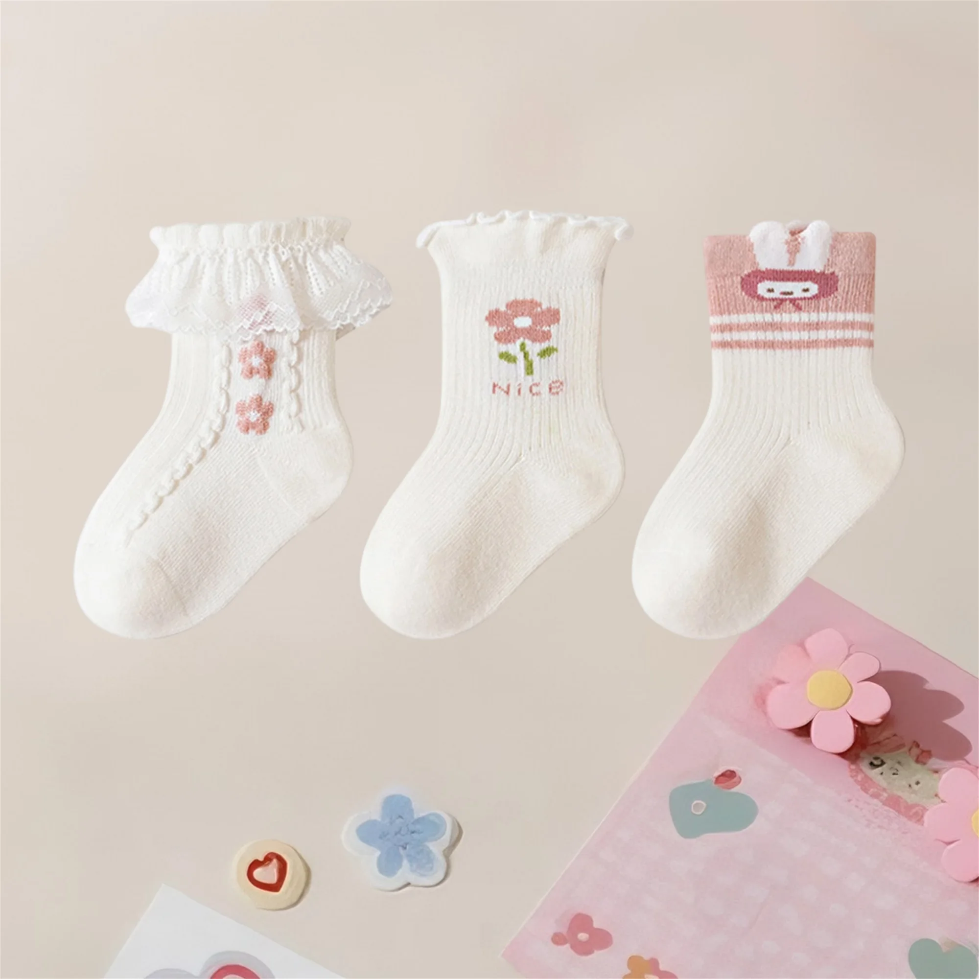 جوارب رائعة تصل إلى الركبة للأطفال الصغار مع طباعة حيوانات ممتعة وحواف دانتيل رقيقة لملابس الربيع الأنيقة #5