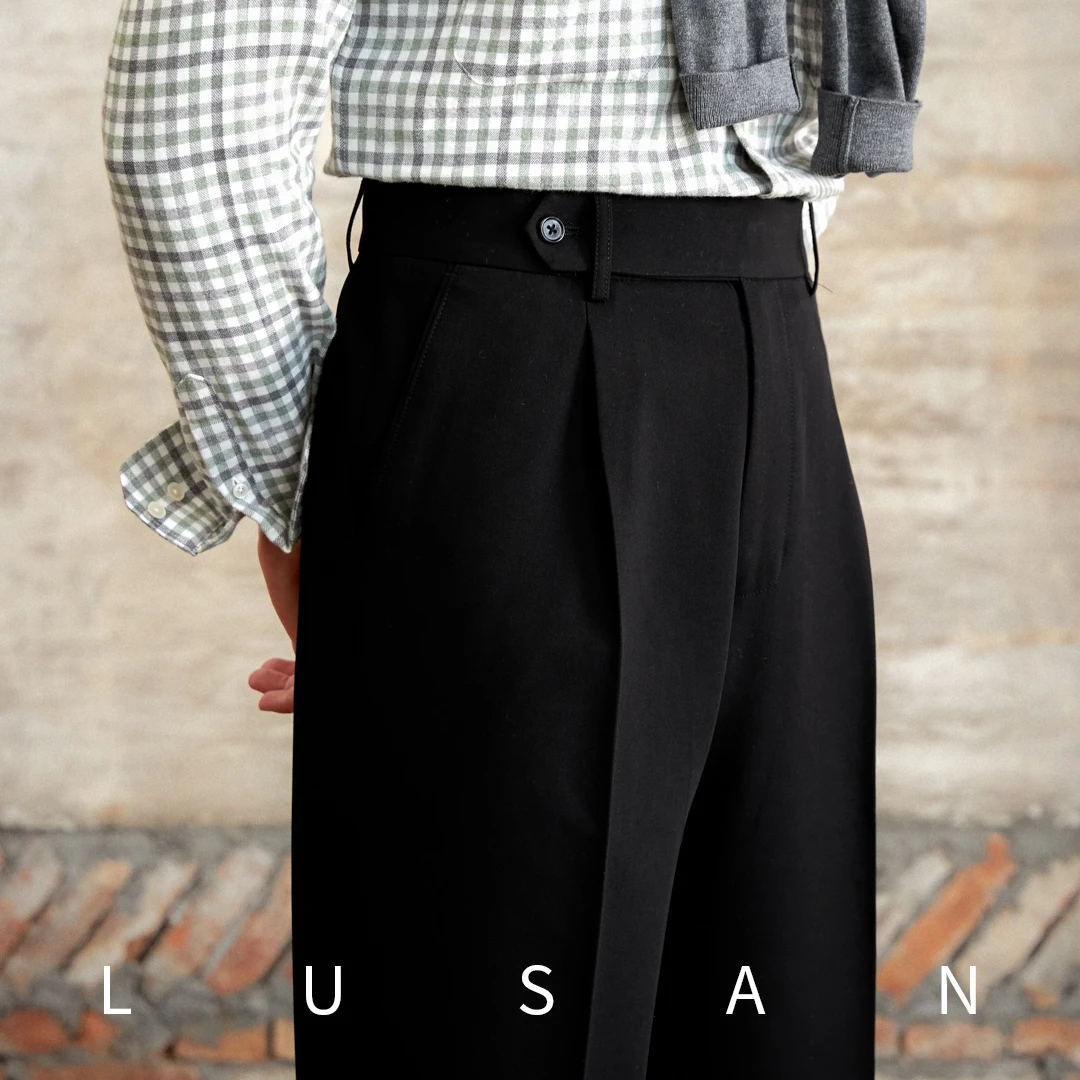 Italian Casual Wide-leg Trousers British High Waist Loose Straight-leg Trousers Gentleman\'s Non-ironing Long Pants Trendy Men