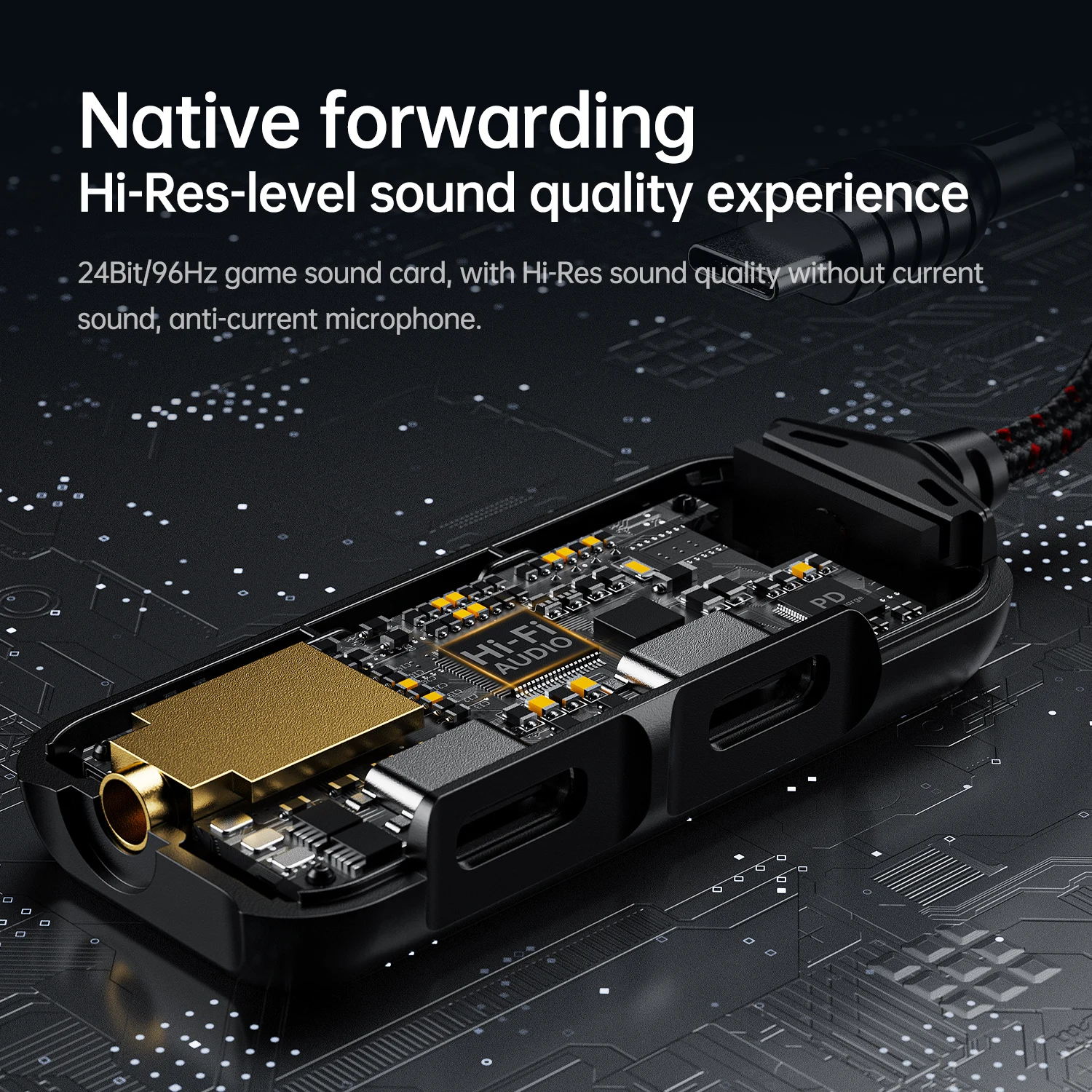 New PLEXTONE GS1 Type-C PD、QC Fast Charge Three-in-one Game Phone Sound Card Hi-Res-level Sound Quality Charging Adapter
