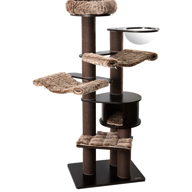 

Climbing frame cat nest black walnut color lacquered solid wood multi-layer board cat frame large