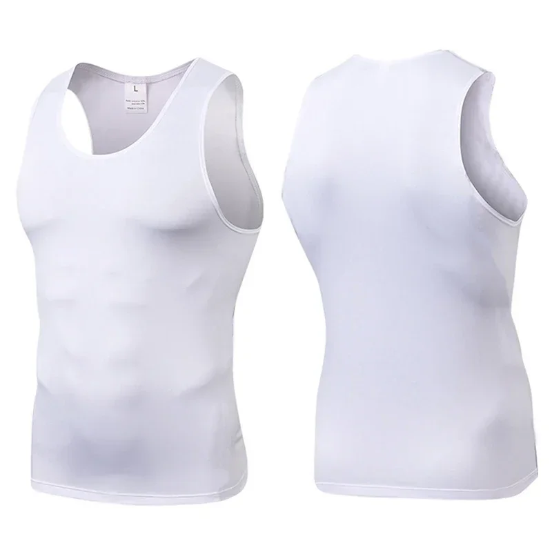 Summer Men Gym Workout  Sport Sleeveless Quick Dry Jogging Clothing Plain Compression Bodybuilding Vests Tank Top Casual T-shirt