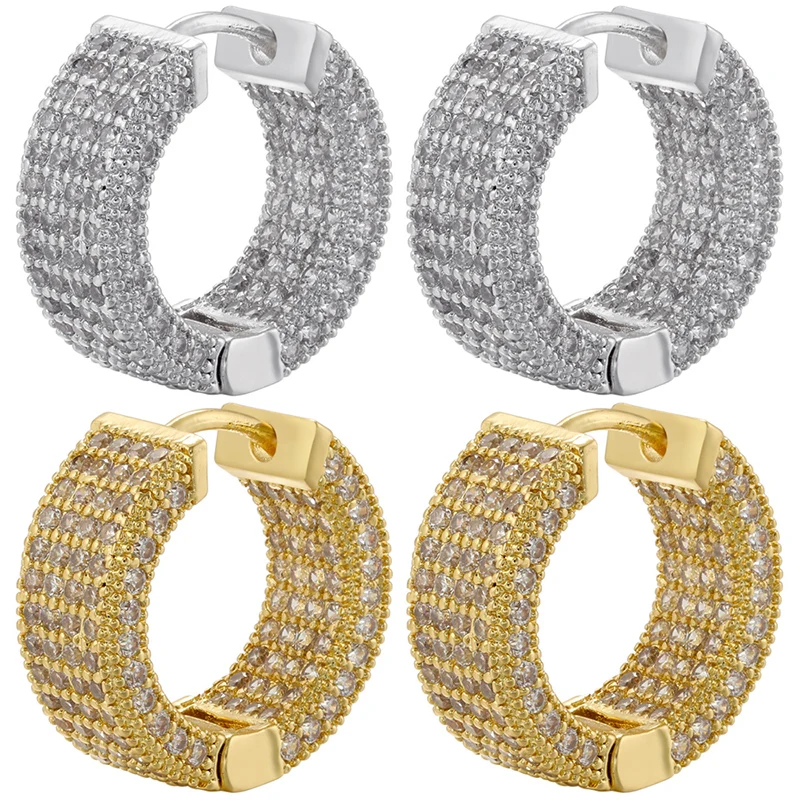 ZHUKOU 4 lines Cubic Zirconia hoop Earrings High Quality Luxury Women hoop Earrings Fashion party Jewelry Wholesale VE738