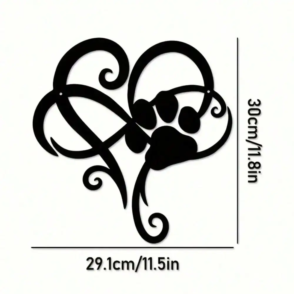 CIFBUY Metal Wall Art Infinite Heart Paw Print Sign Love Beyond Measure Pet Loss Decor Indoor Outdoor Garden Iron Decor For Dog