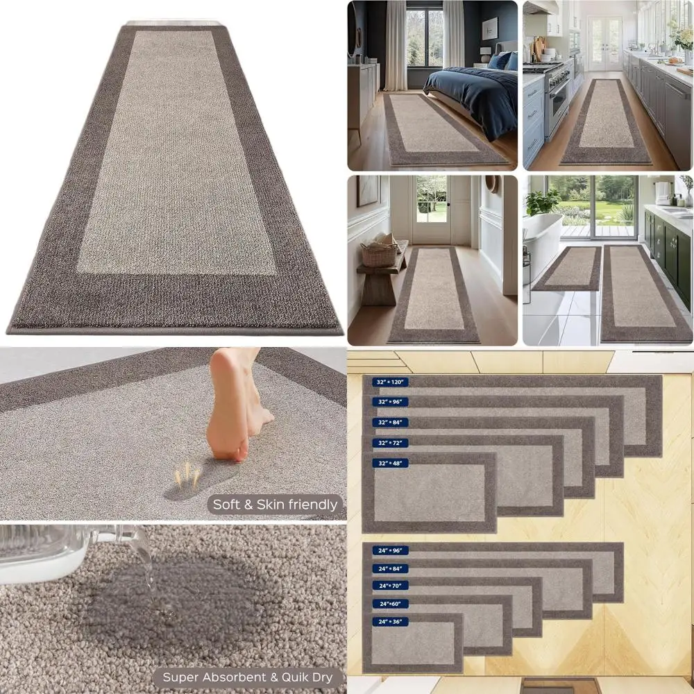 

Нескользящий кухонный коврик 32 x 72, который можно стирать в машине, впитывающая входная дорожка для домашних полов