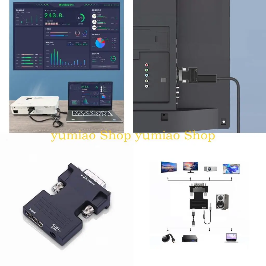 

587B HDMI-совместимый разъем «мама» в «папа» VGA, конвертер, проектор, HDTV, дисплей для ноутбука, компьютера, разъем для