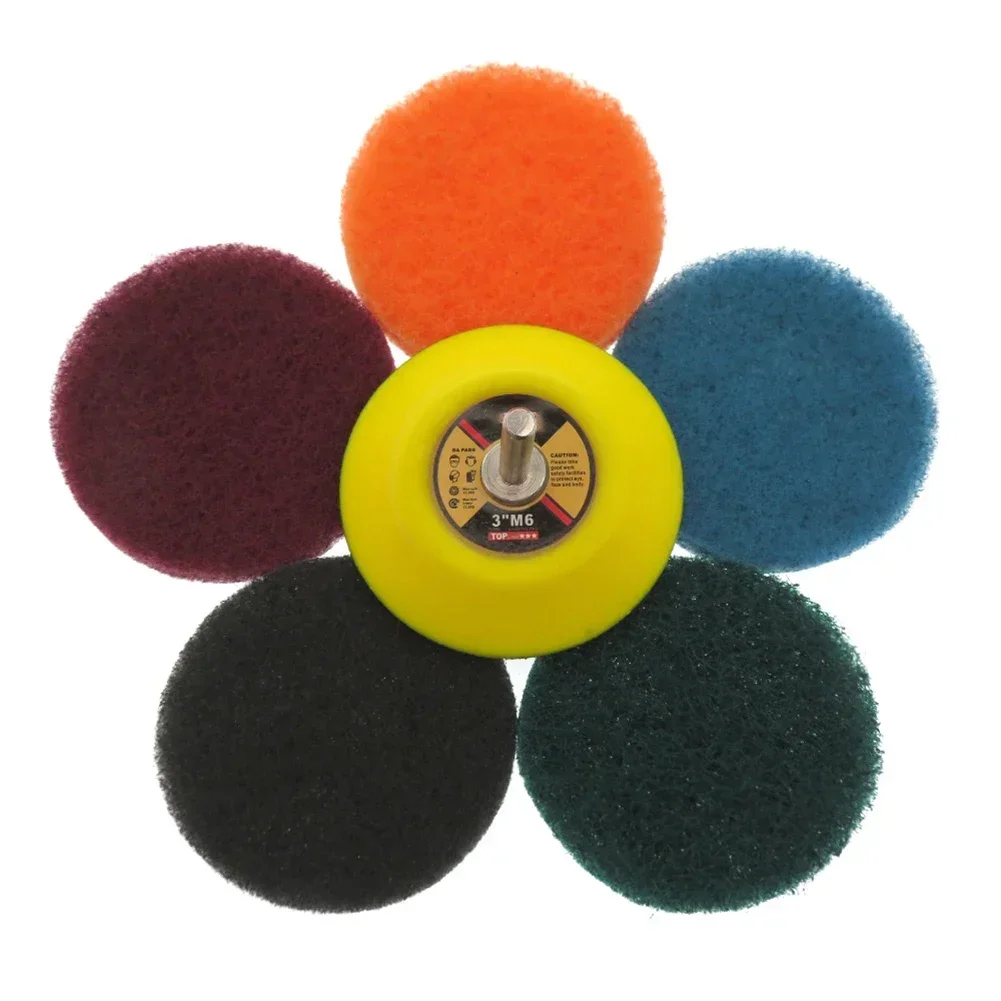 5pcs 75mm Industrial Scouring Pad Cleaning Cloth Self-adhesive Flocking Industrial Rust Removal Polishing Cloth Abrasive Tools