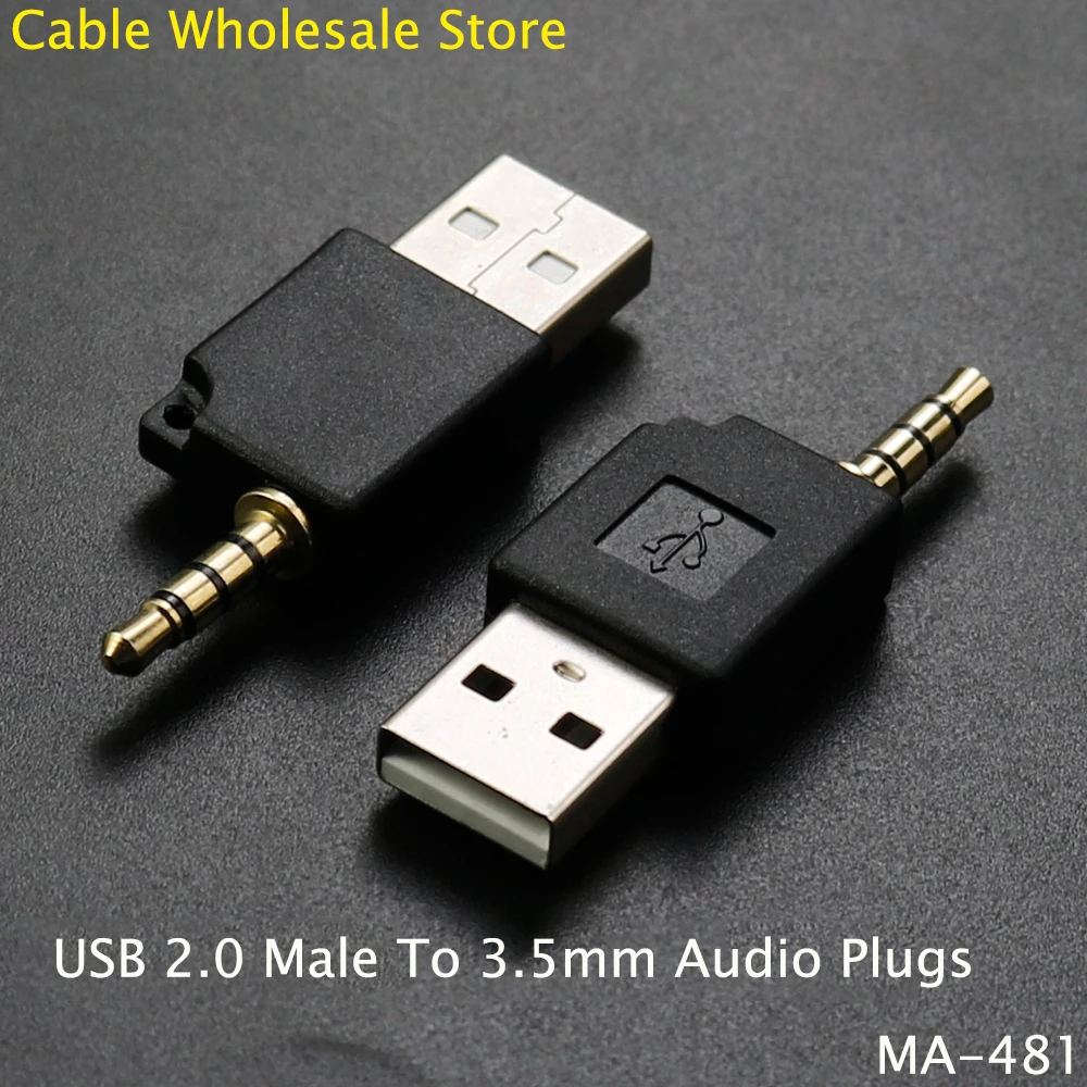 Cable Wholesale Store 1Pcs USB 2.0 Male To Quad 3.5mm Audio Plug Adapter 3.5mm Audio Socket To USB 2.0 Adapter Converter