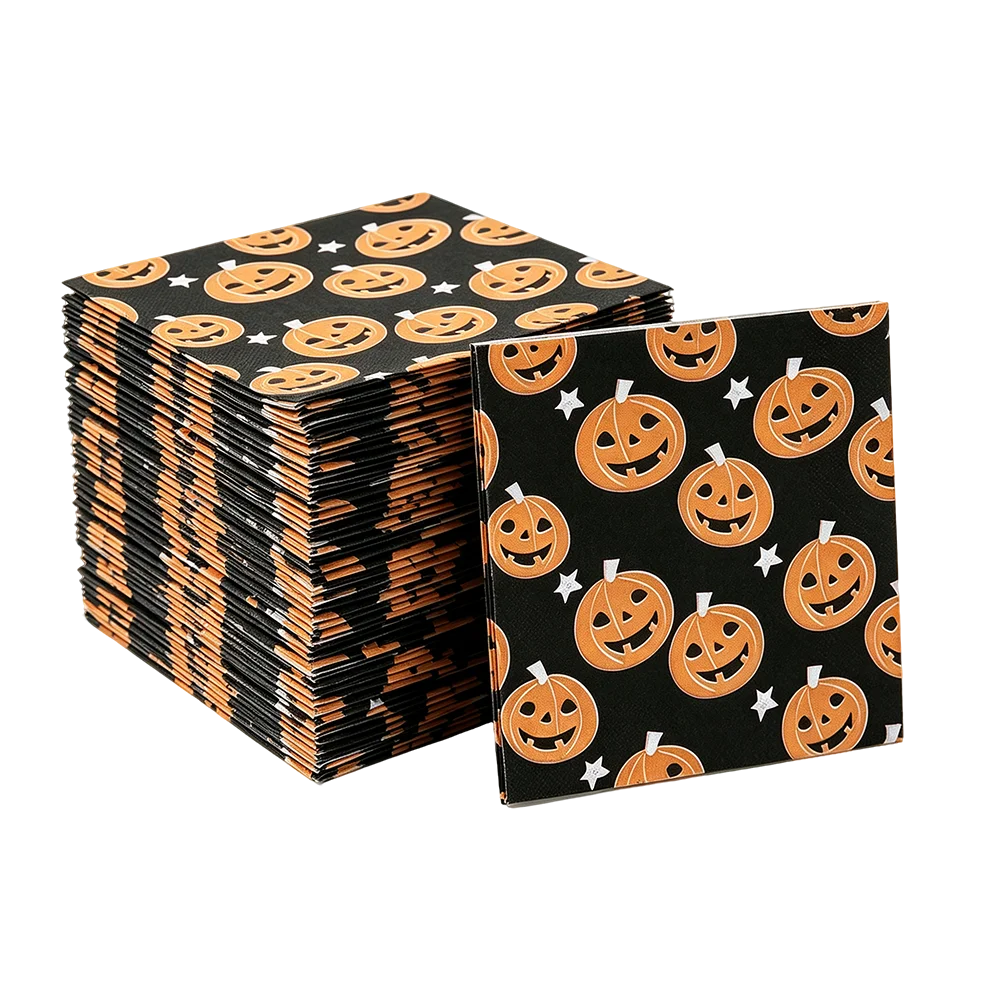 Halloween Disposable Paper Napkins Pumpkin Ghost Bat Skeleton Print Napkin Trick Or Treat Design Halloween Party Table Decor - view 5