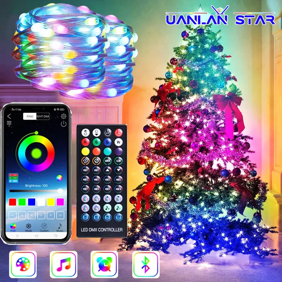 

Dream Color LED String Lights Bluetooth Music APP Christmas Tree Decor Merry Xmas For Home USB Smart Lamp New Year Decorations