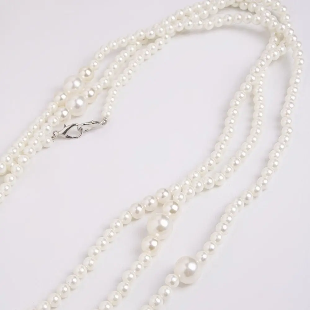 Multilayer Design Pearl Waist Chain Imitation Pearl Embellished Detail Body Chain Belt Adjustable Chain Metal Accessory