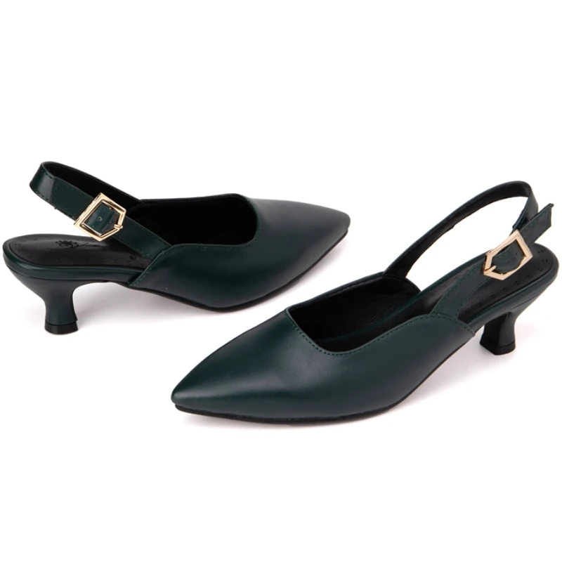 

Summer Shoes For Women Sandals Close toe Low Heels Slingbacks Black White Pink Wedding Party Dance Shoes Ladies Large Size 50 52