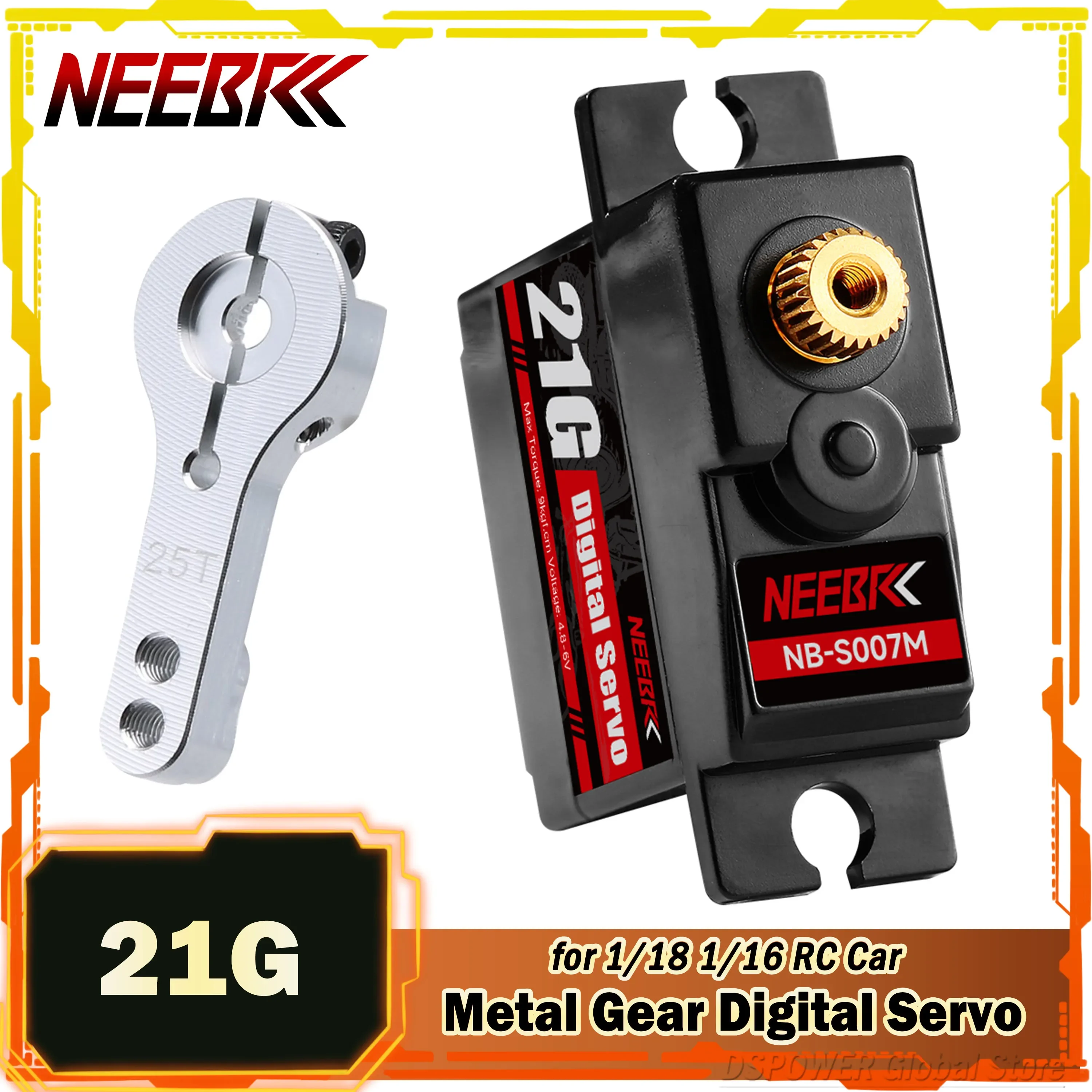 

NEEBRC 21g Micro Digital Servo Metal Gear Motor Waterproof for 1:18 1:16 RC Car HYPER GO WLTOYS 144001 Truck Plane MN99S MN78