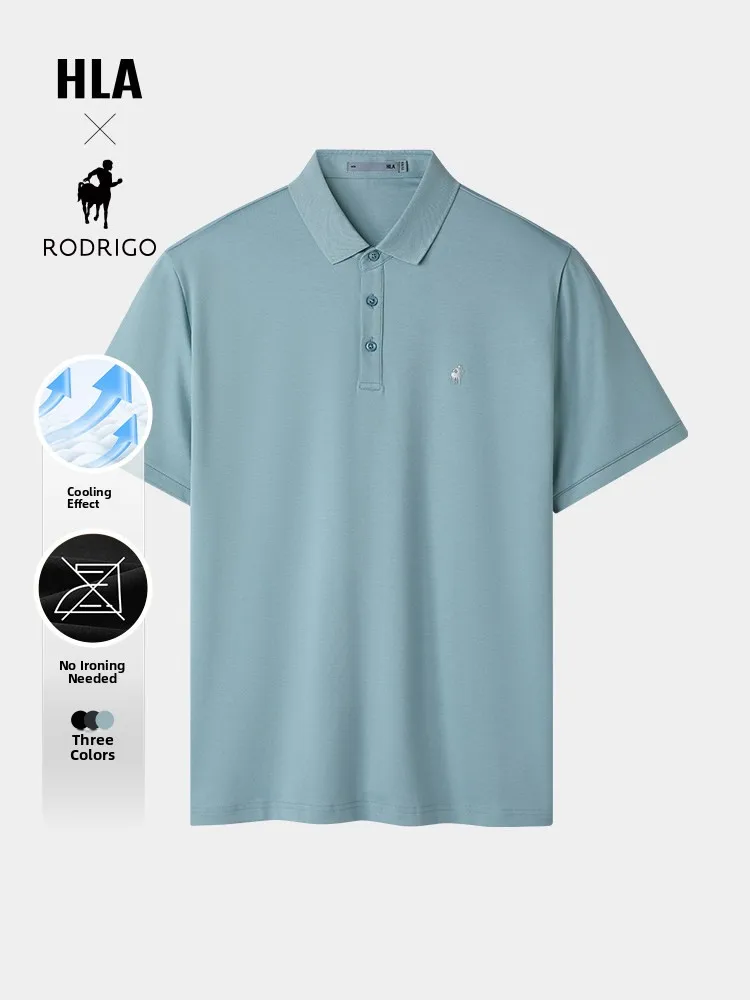 Cool Sensation Short Sleeve  Shirt Men's Business Casual HLA Home League Lord Richard Spring Summer New Style Knitted Cotton