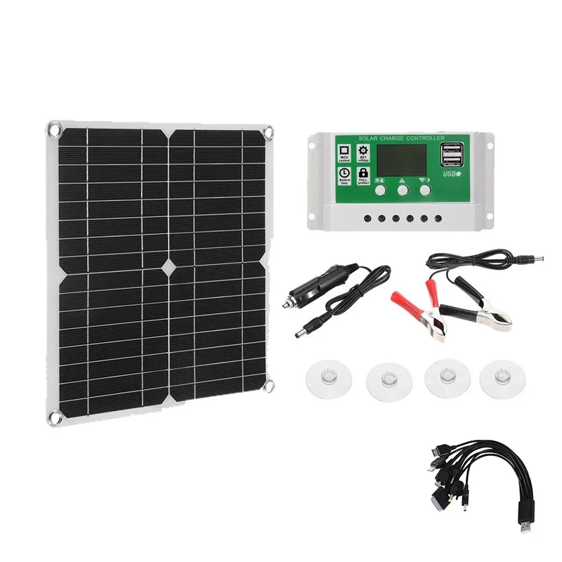 omni-in 25W18V Monocrystalline Solar Panel and Green Controller Kit