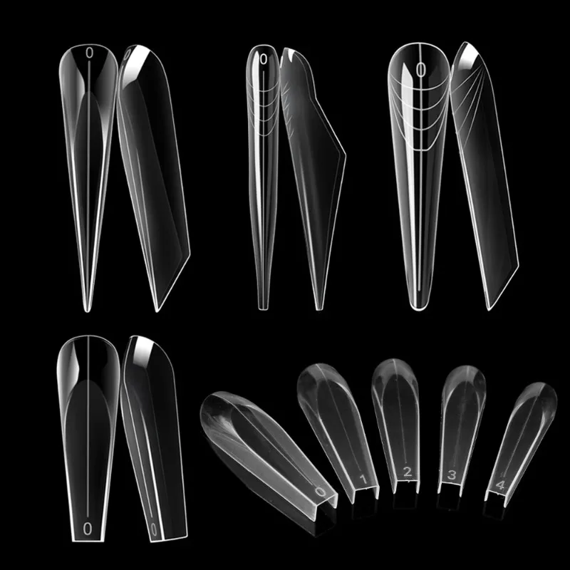 3D Curved Stiletto Nail Dual Forms for Poly Extension Gel Extension XL XXL Acrylic Nail Molds Reusable Full Cover Molds