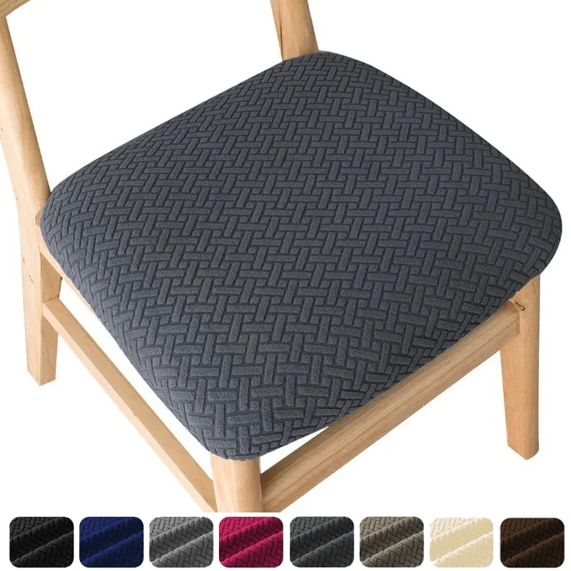 1PC Stretch Jacquard Dining Room Chair Seat Cover Removable Washable Elastic Upholstered Dining Chair Cushion Slipcover 식탁 의자 커버