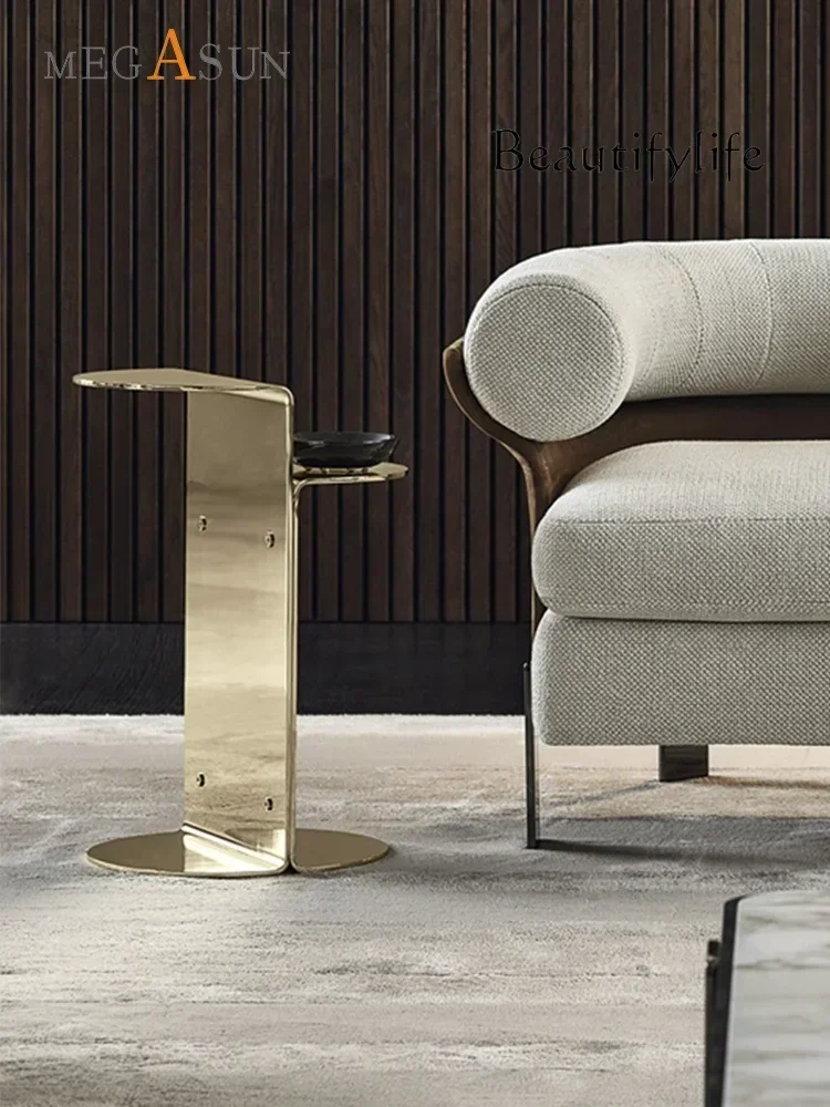 N19 Italian Light Luxury Stainless Steel Small Coffee Table Post-Modern Minimalist Designer Model Living Room Sofa Side Table