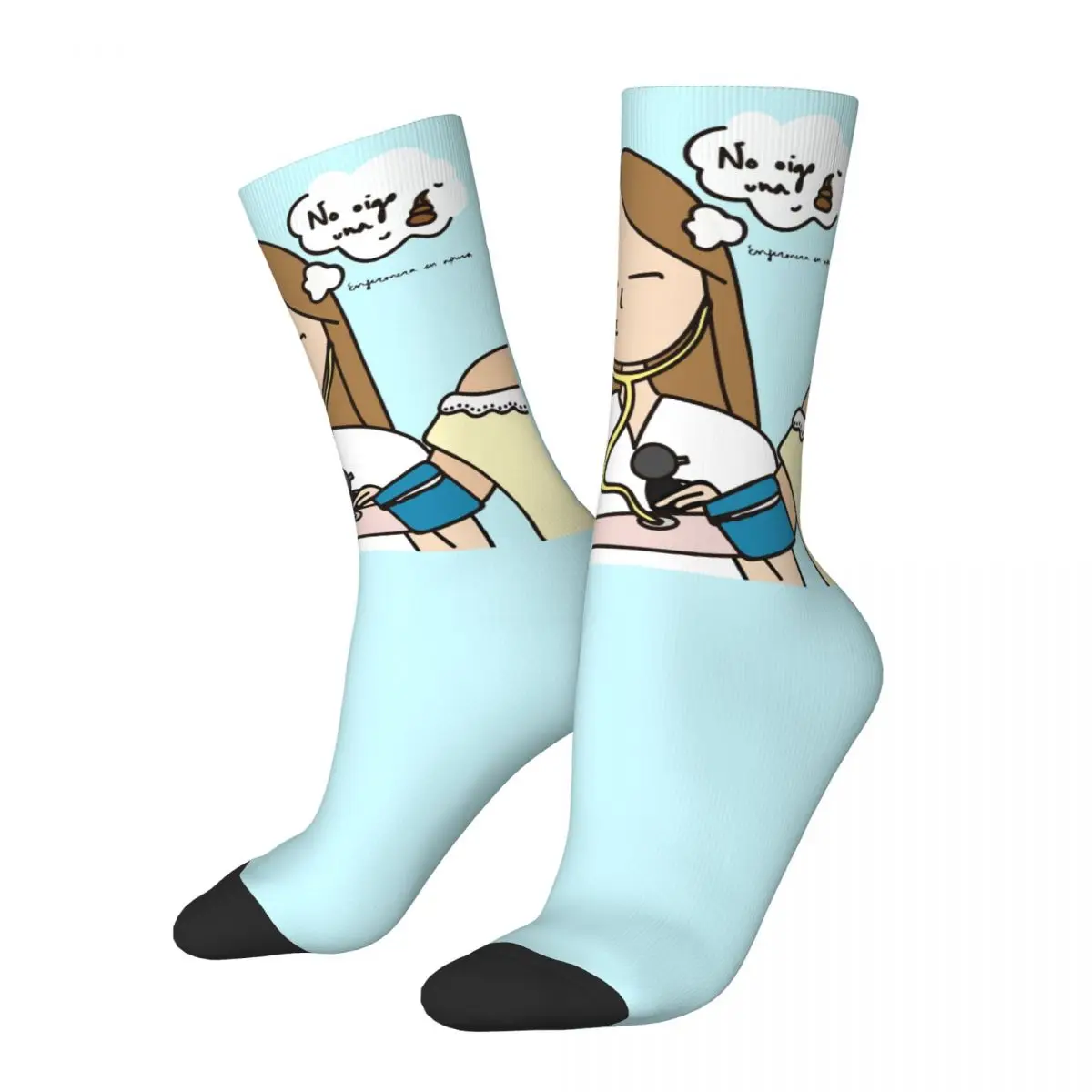 Enfermera En Apuros Nurse Medical Doctor Socks Men's Women's Polyester Socks Crazy Spring Summer Autumn Winter Middle Tube Socks