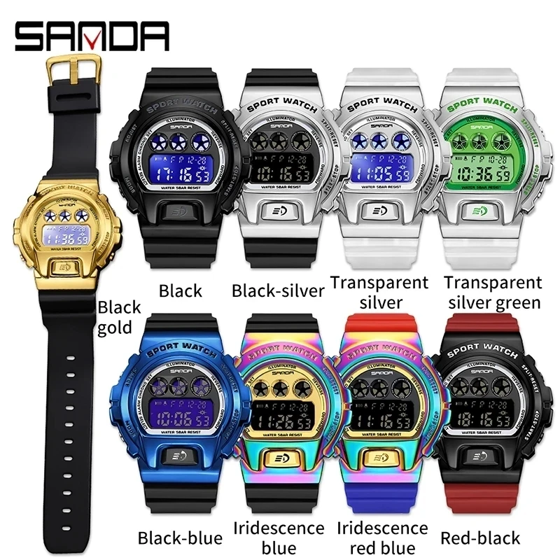 SANDA 2127 Men\'s Electronic Watch Multi functional Sports Outdoors Waterproof Digital Display Wristwatches for Male Watches Gift