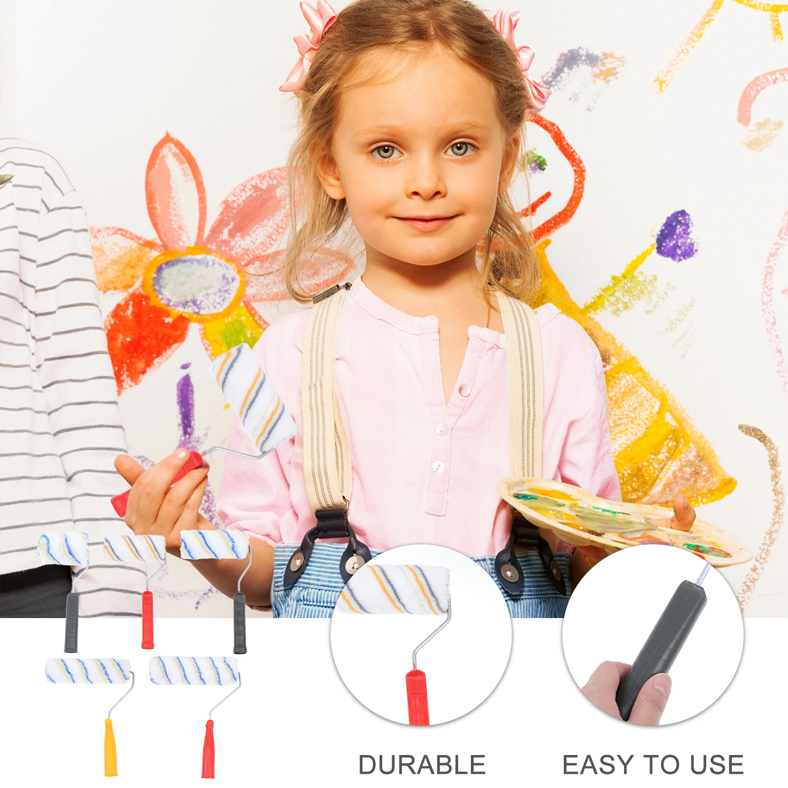 

5Pcs Paint Roller Drawing Rollers Portable Mini Painting Tools for DIY Craft Creation Long-Lasting