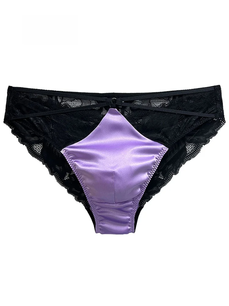 

Сексуальные шелковые мужские трусы со средней талией Sl Faion Sle Шелковое нижнее белье U-образный дизайн Молодежные подходят с цветочным принтом...