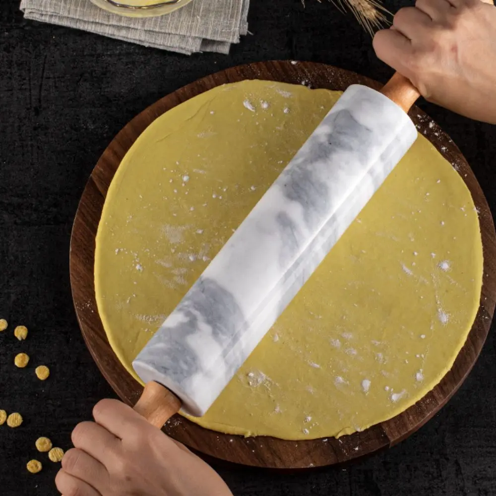 

Практичная деревянная ручка, мраморная скалка, гладкая поверхность, антипригарный валик для теста с основанием для хранения, свернутая палочка для теста, помадка