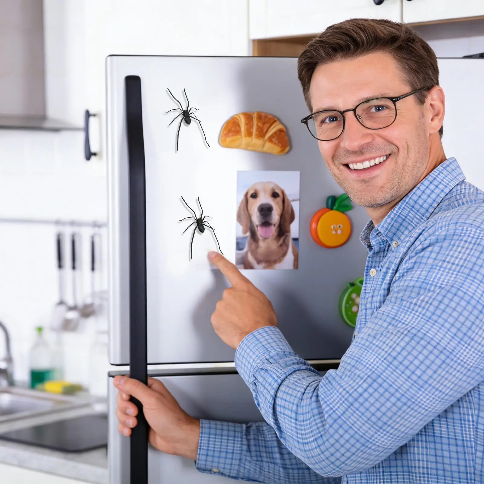 Spider Fridge Magnet Realistic Prank Gadget Refrigerator Spider home decoration with magnetic refrigerator sticker