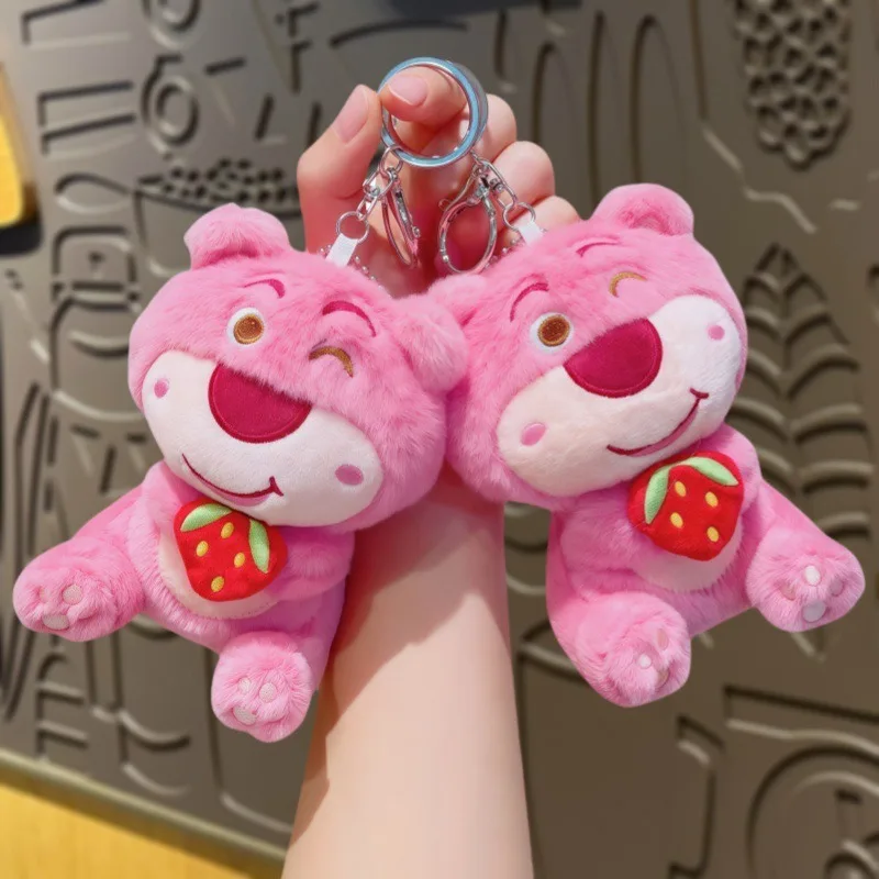 

13cm/5.12in Disney Lotso Kawaii Plush Stuffed Anime Peripherals Strawberry Cotton Backpack Accessories Birthday Gifts Girls Toys