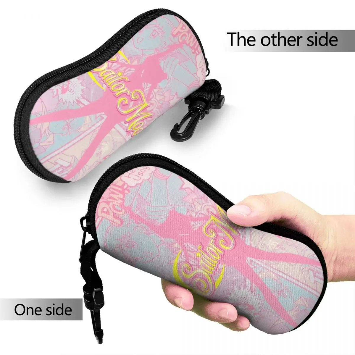 Kawaii Sailors Moons Luna Girls Anime Glasses Case Convenient Zipper Glasses Storage Box Ins Style Eye Contacts Case