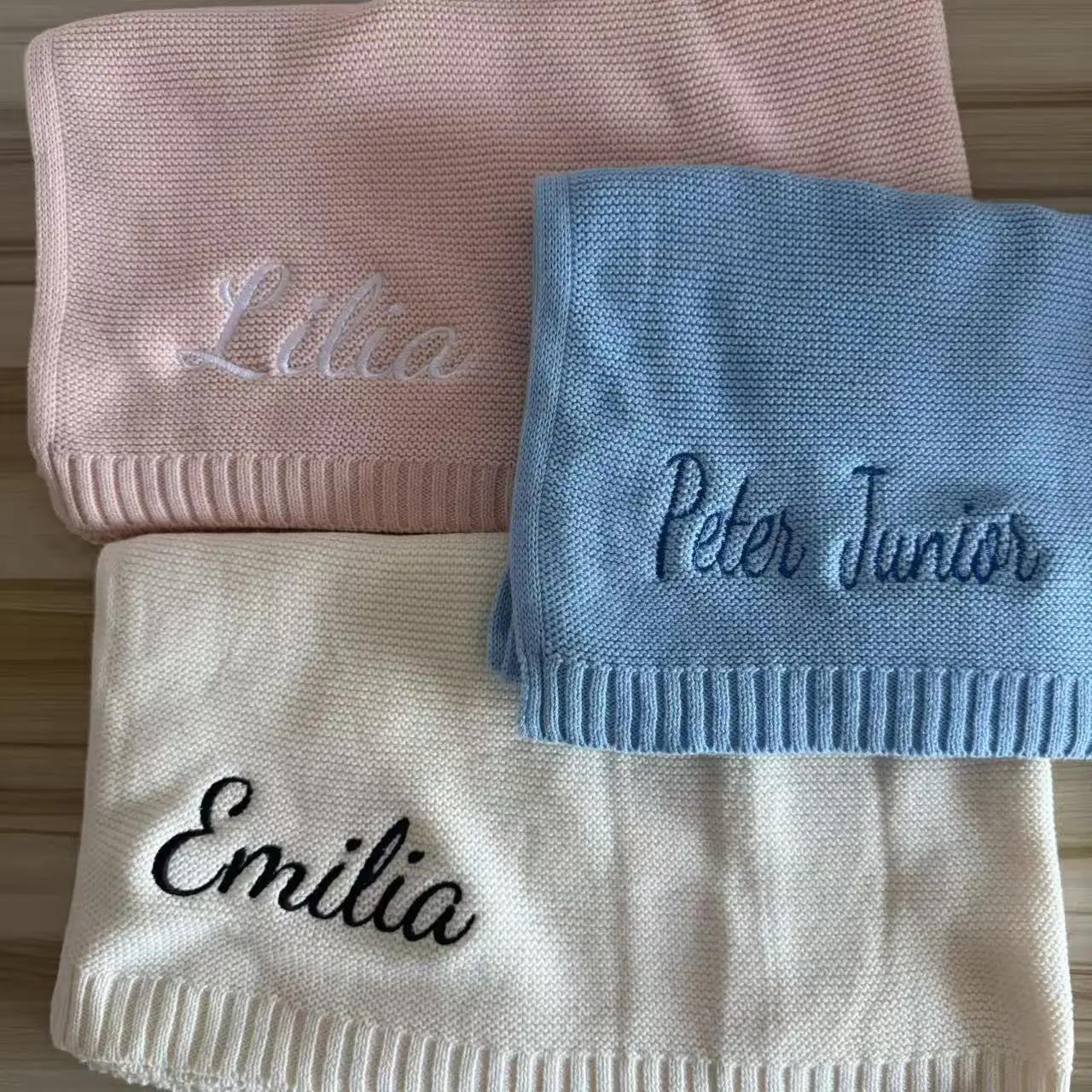 Custom Baby Blankets Cotton 100x80cm Skin Friendly Warm Newborn Wraps Personalized Name Knitted Blanket for Winter