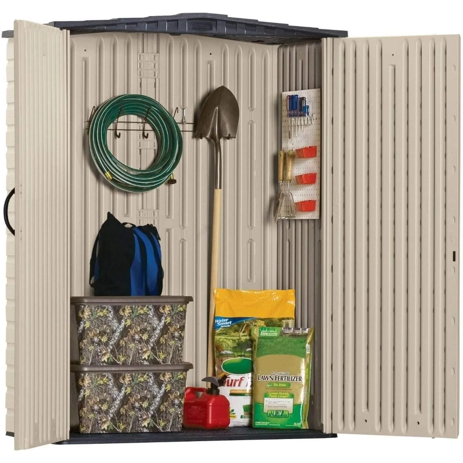 Rubbermaid-Weather Resistant Outdoor Storage Shed, Resina, Sândalo, Onyx Telhado, para Jardim, Quintal, Casa, Piscina, 5x2ft