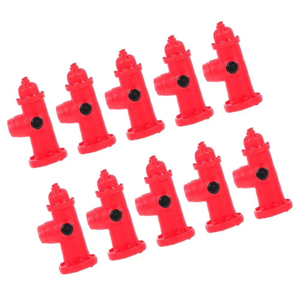 10Pcs Traffic Sign Mini Fire Hydrant Realistic Simulated Resin Fire Hydrant Decoration Micro Landscape Sand Table Props