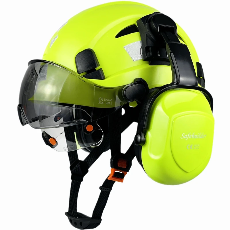 

Carbon fiber graffiti outdoor visor built-in goggles earmuffs reflective sticker ANSI Class C hard hat