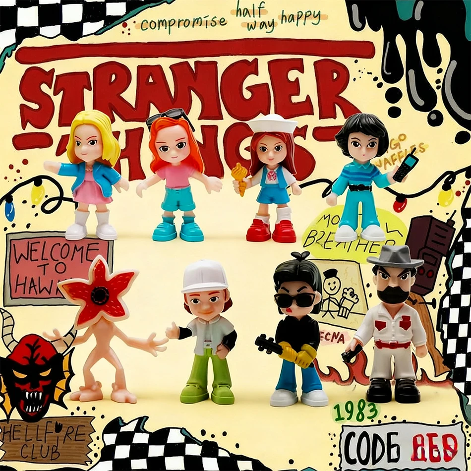 6-8 قطعة/المجموعة/مجموعة مسرحيات تلفزيونية غريبة ويل بايرز أحد عشر شخصيات الحركة مجموعة دمية لطيفة نموذج ألعاب هدايا حفلات أعياد الميلاد