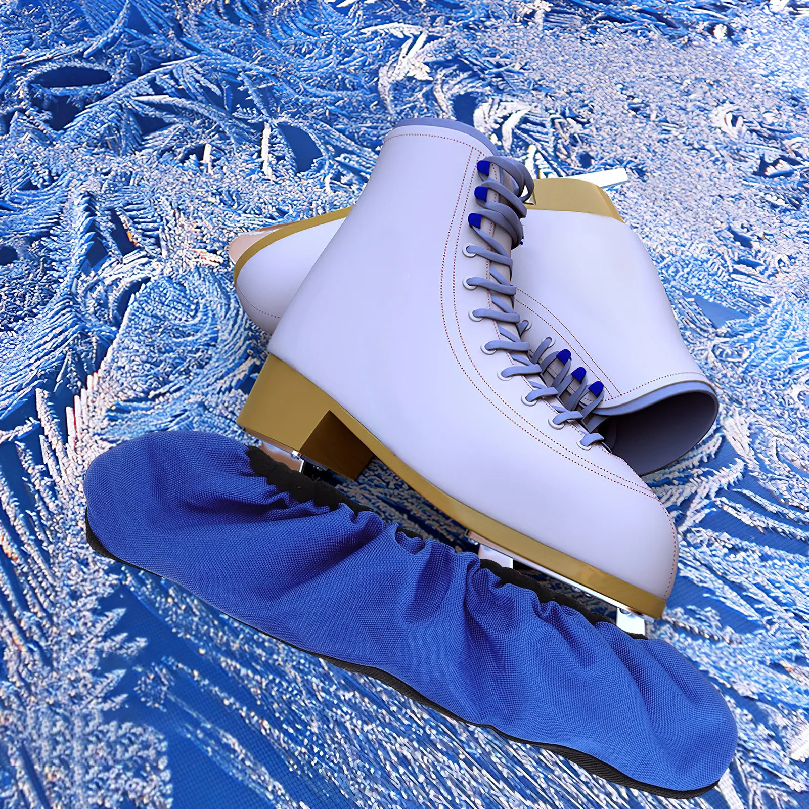 

1 пара эластичных защитных накладок для лезвий коньков, впитывающих влагу, износостойких, из полиэстера, для хоккейных и фигурных коньков