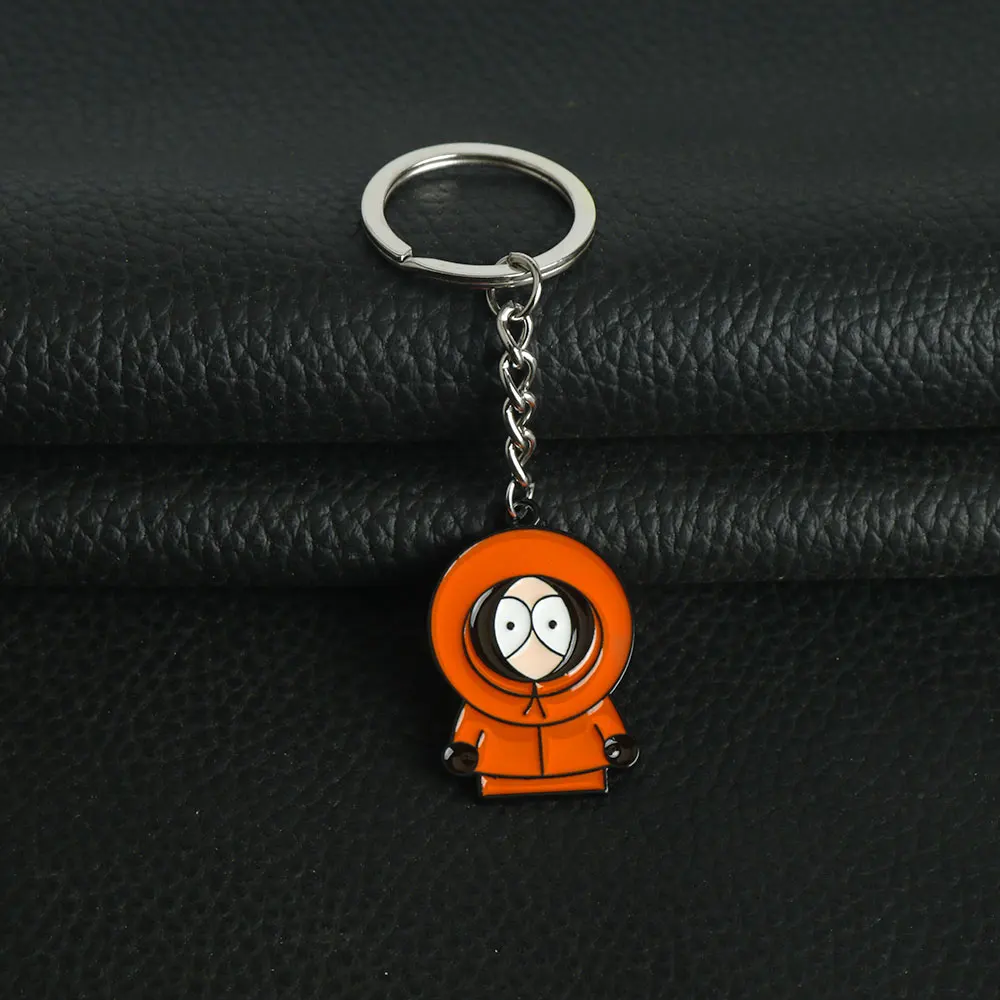 Classic Cartoon Southpark Keychain Jewelry Anime Figure Eric Cartman And Kenny McCormick Enamel Pendant Keyring Necklace Accesso image 6