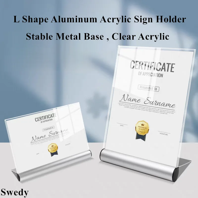 A5 148x210 مللي متر ضعف الجانب الألومنيوم قاعدة القائمة السعر تسمية ورقة العلامات صورة صورة ملصق الإطار حامل علامة أكريليك عرض موقف #6