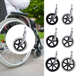 Rubber Wheelchair Front Castor 6/7/8Inch Replacement Shopping Cart Wheels Anti Slip with front fork Solid Tire Wheel