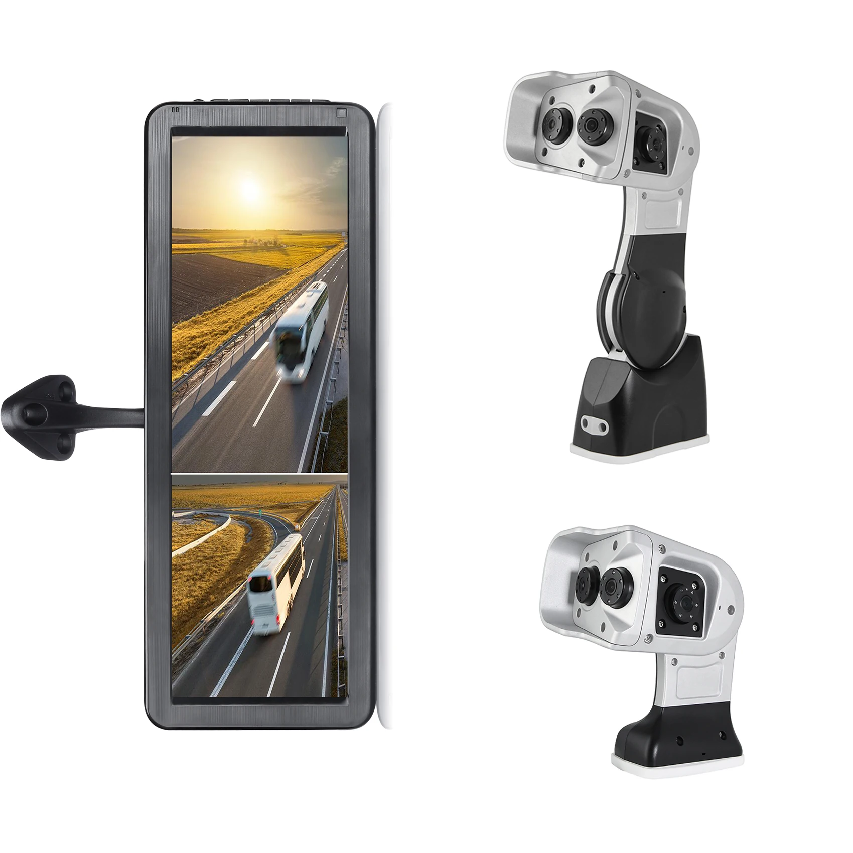 12.3 Inch AHD Dual Split Truck Side View Mirror mo DVR Rear View Car cam System Bus Blind Sport Arm cam