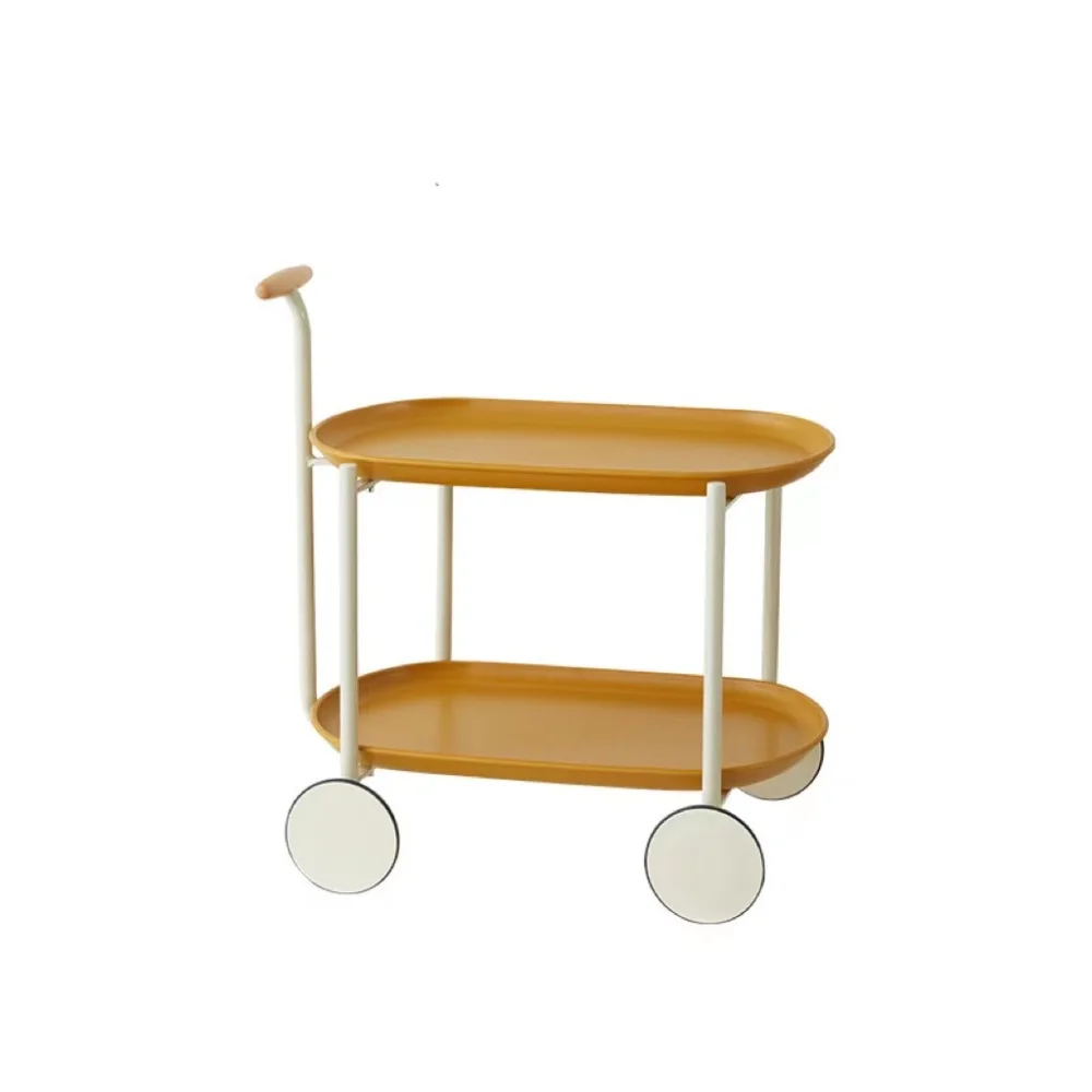 Movable Small Pushcart Small Cart Double Layered Coffee Table Leisure Modern Living Room