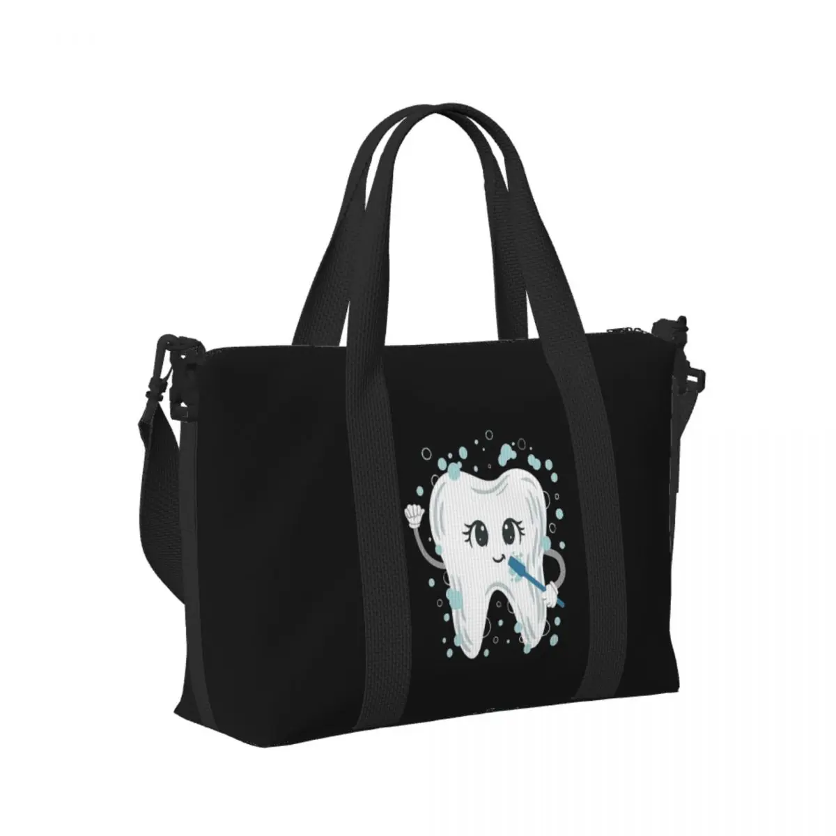 

Custom Dentist Tooth Teeth Beach Travel Bag Large Capacity Tote Bags for Gym Sport Women Shopping Duffle Shoulder Bag