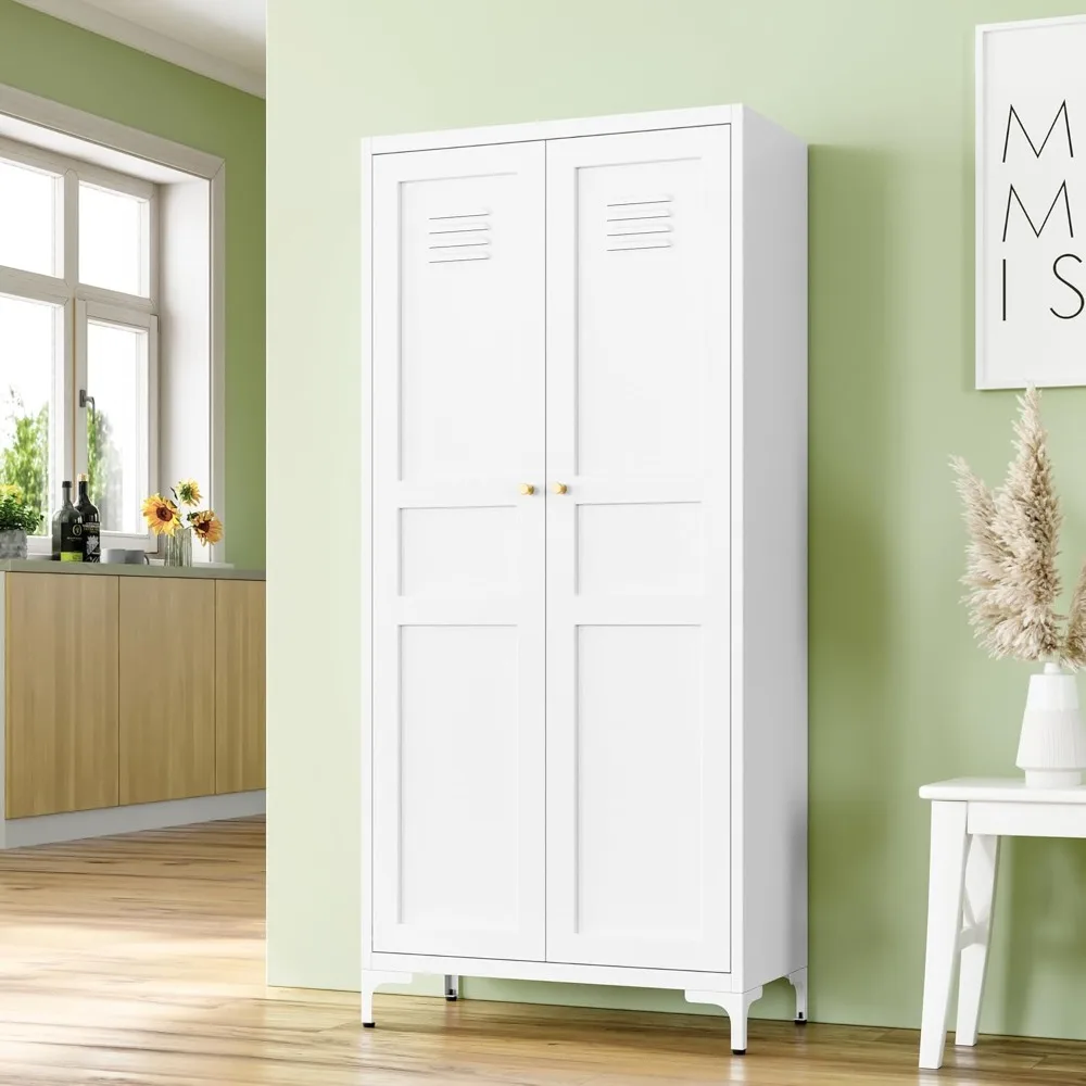 

Metal Storage Cabinet,71" H Pantry Cabinet with 2 Doors and 4 Adjustable Shelves,5 Tier Tall Kitchen Storage Cabinets for Kitche